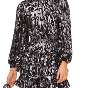 1.State Long Sleeved Black and Silver Dress